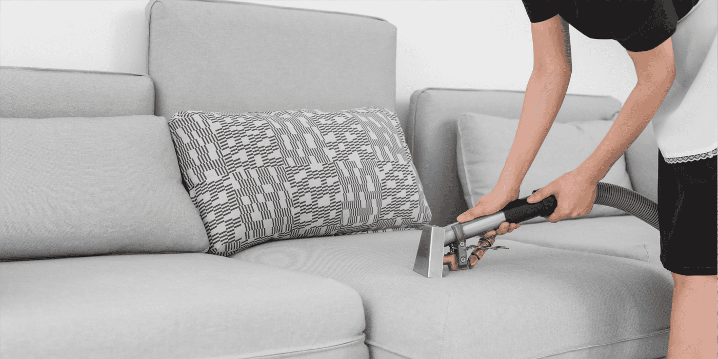Sofa cleaning with professional-grade equipment.